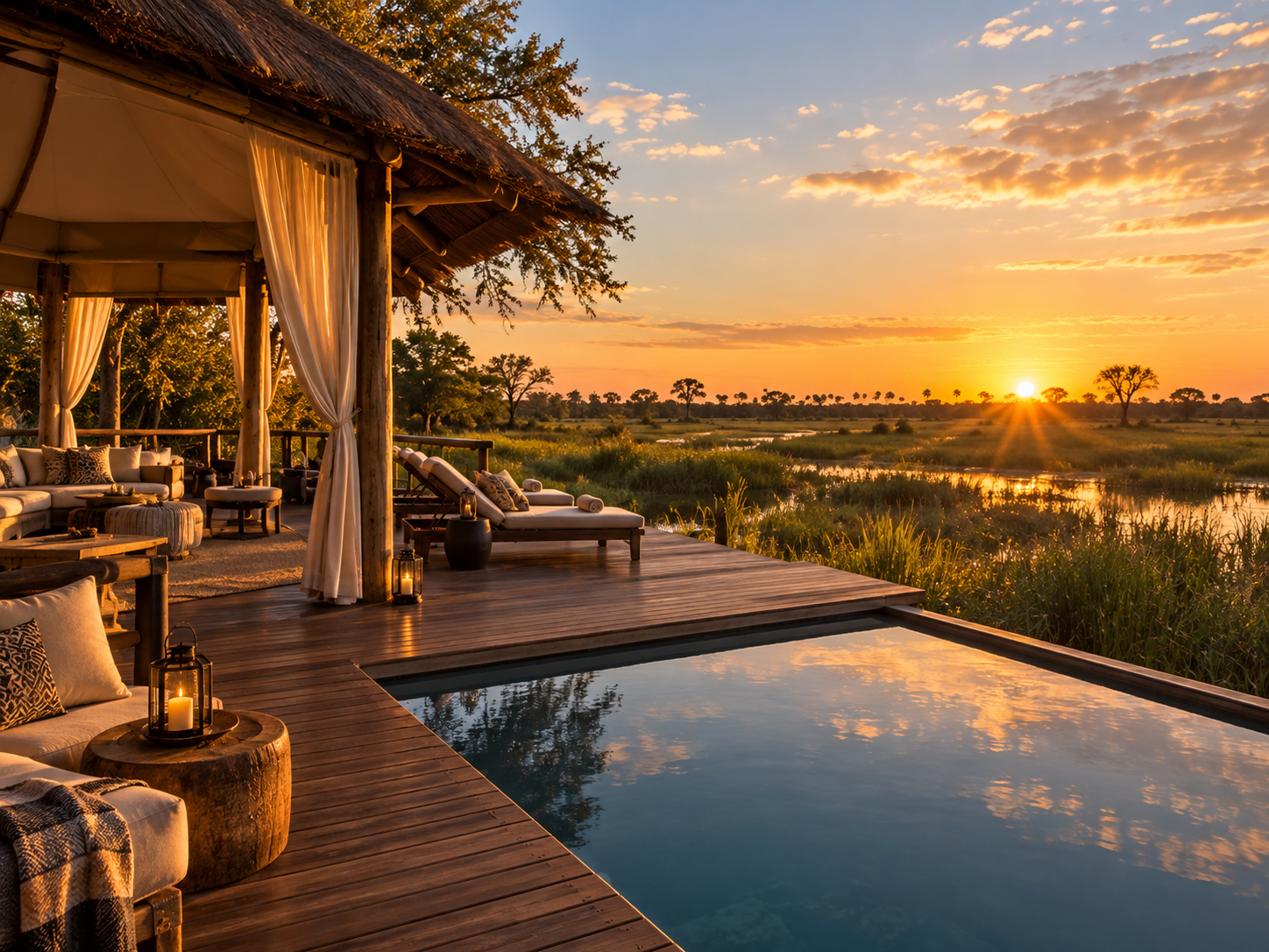 Safari camp in the Botswana wilderness