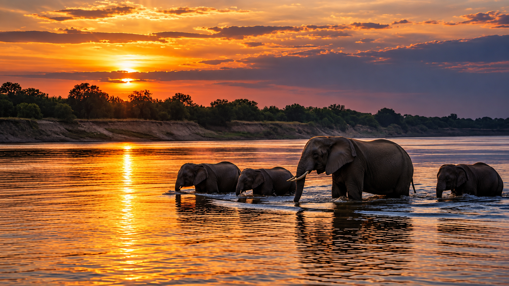 Wildlife along the Lower Zambezi River in Zambia