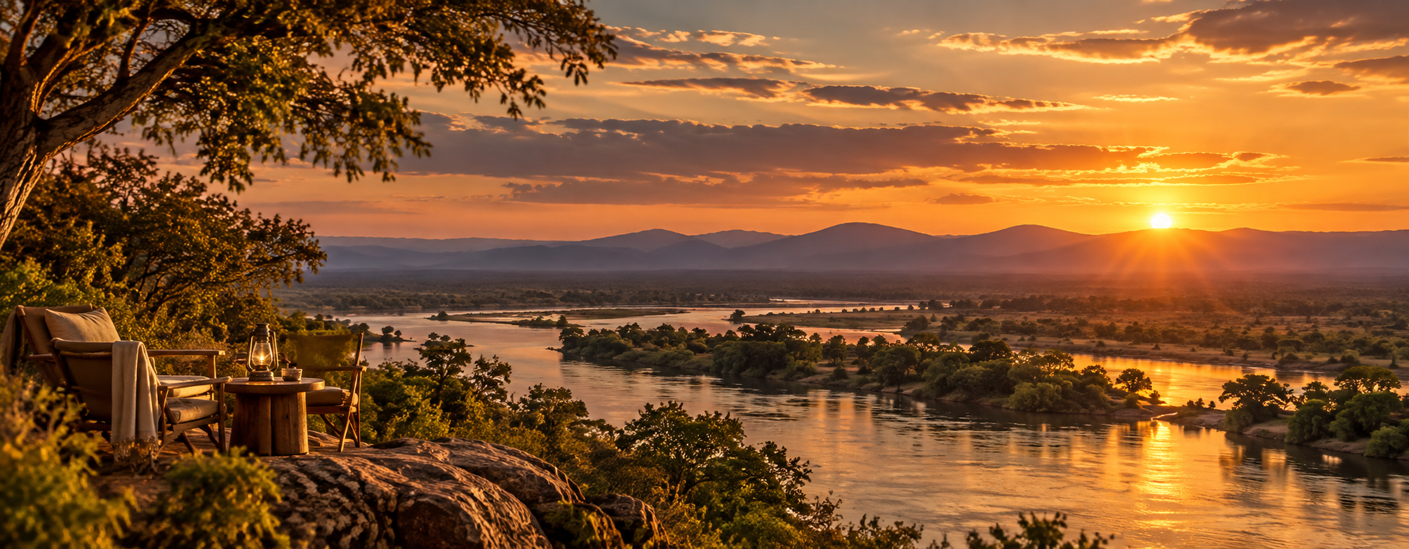 Zambia safari landscape at sunset