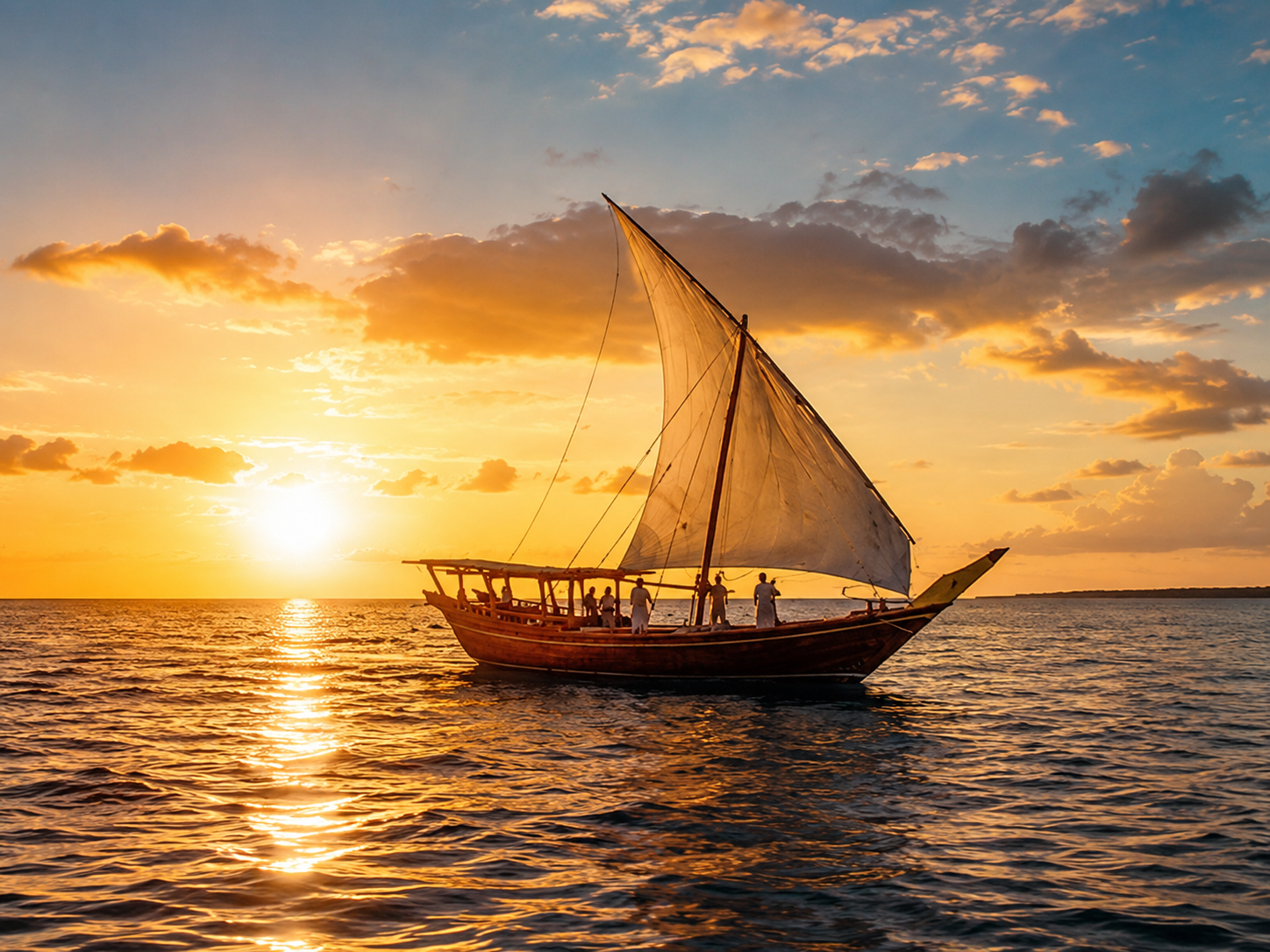 Traditional dhow sailing on the Indian Ocean in Mozambique