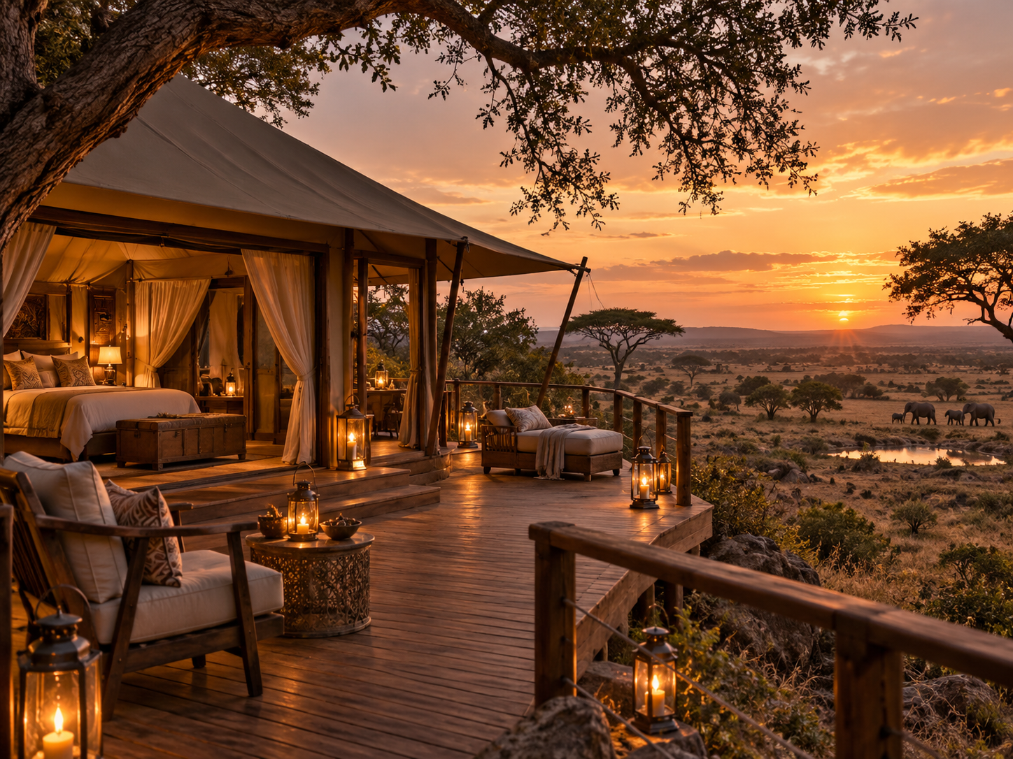 Luxury safari camp in the African wilderness
