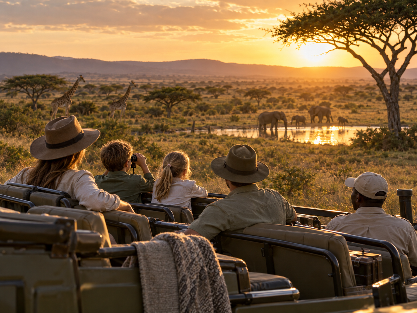 Family experiencing an African safari
