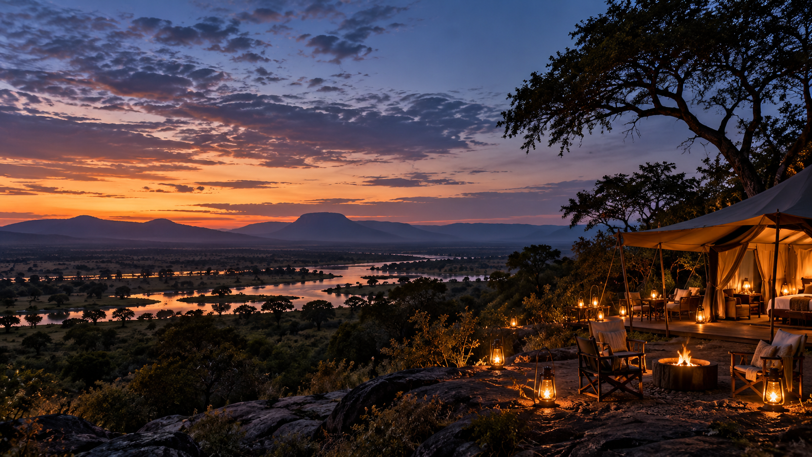 African wilderness at golden hour