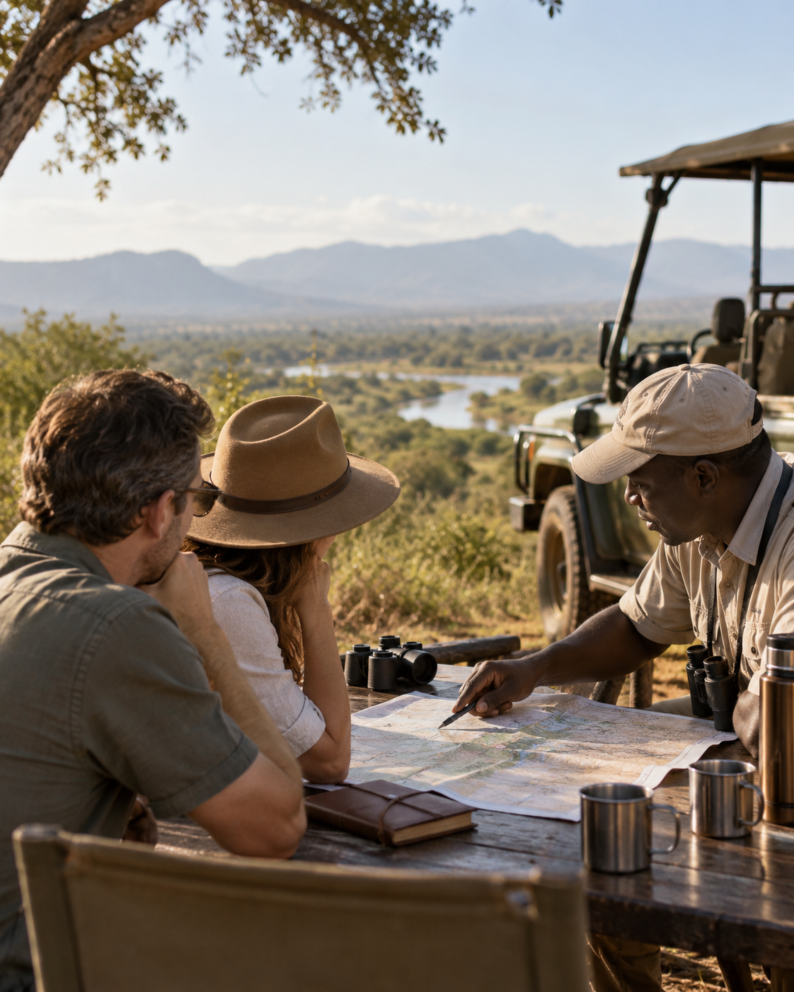 Safari specialist planning a personalised African journey with guests