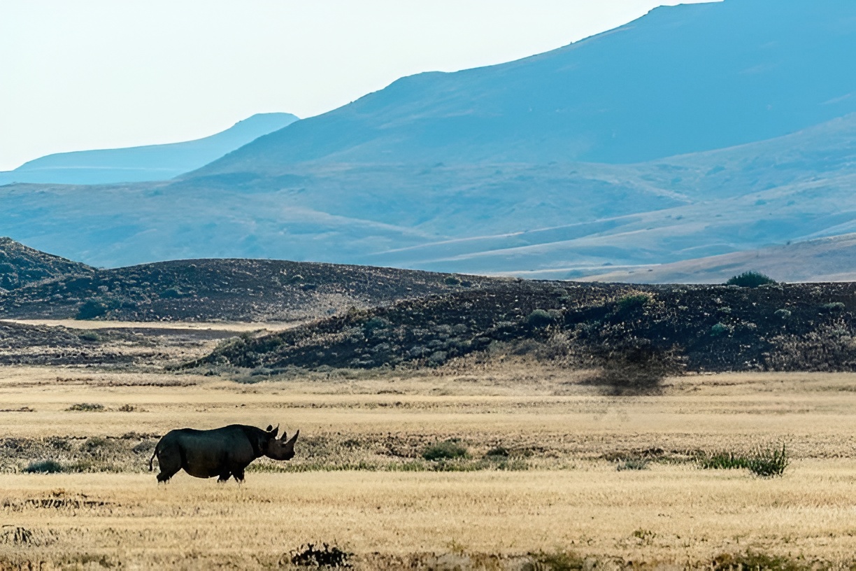 Desert-adapted black rhinoceros in Damaraland Namibia