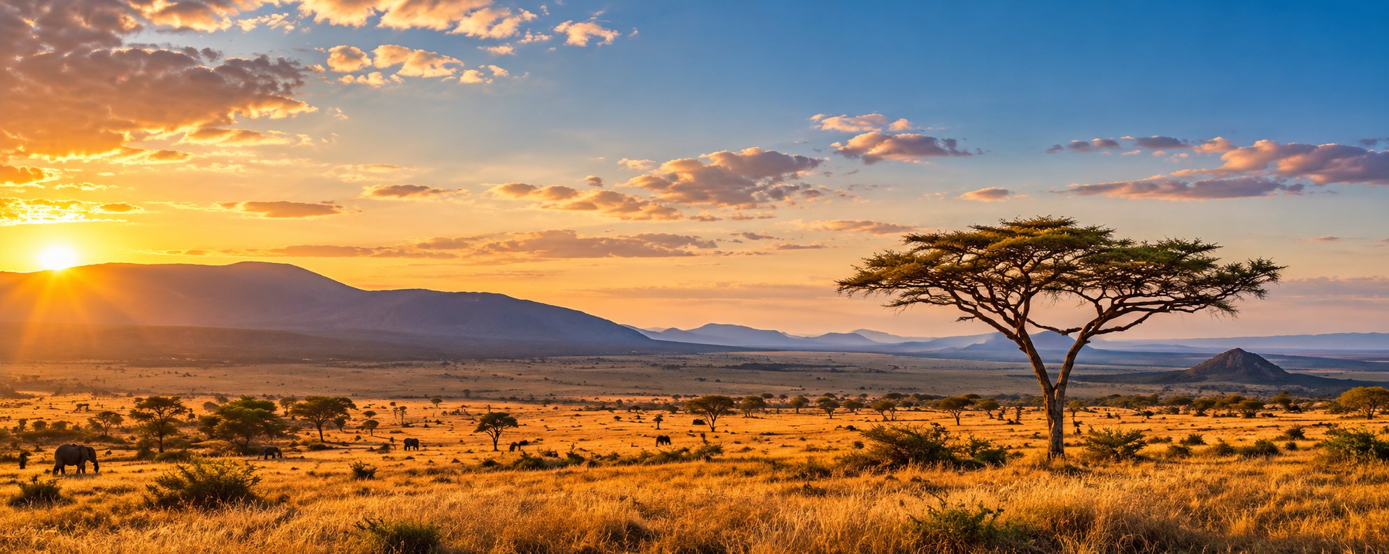 African wilderness landscape at golden hour