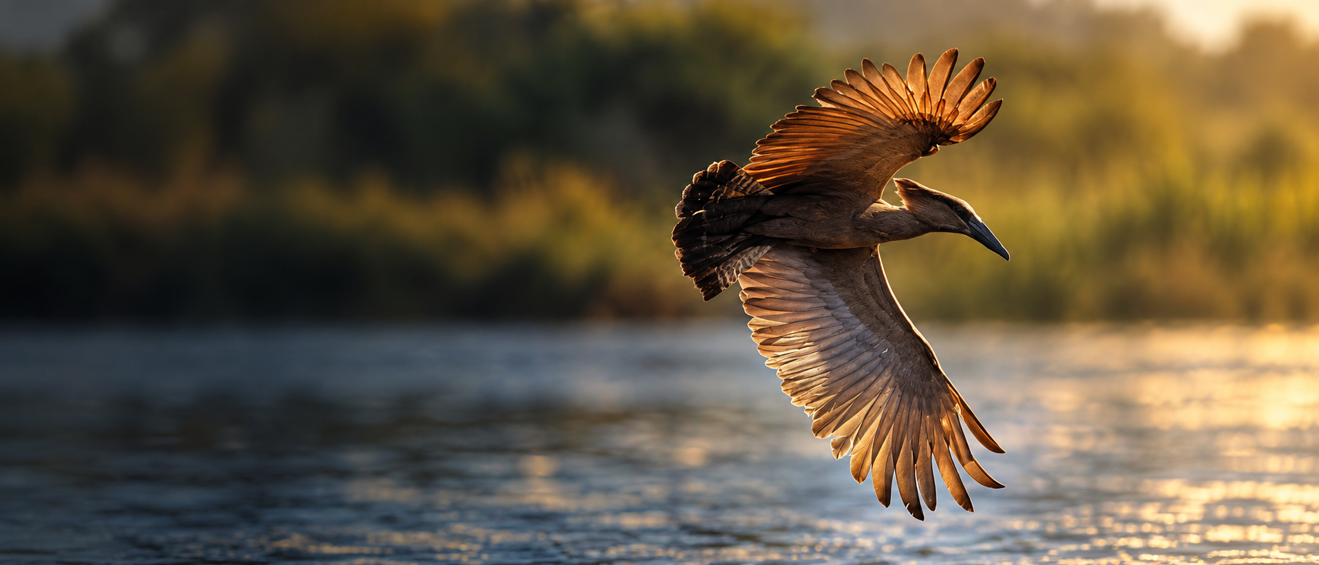 Hamerkop bird in its African habitat